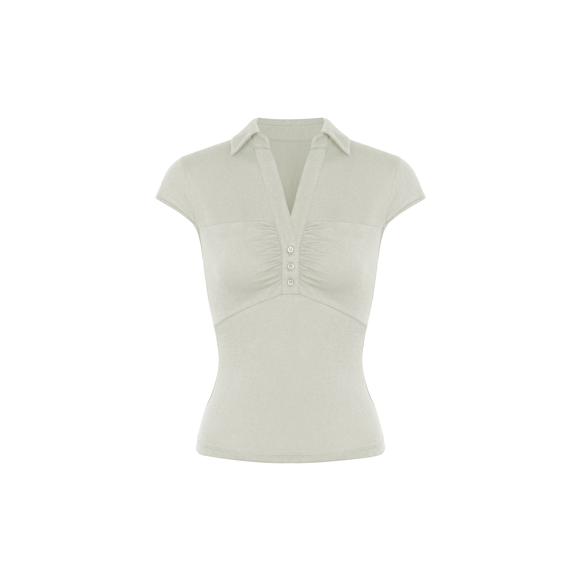 Vintage Pleated Waist Short-Sleeve Knit Top - Retro 90s Inspired Fashion Shirt