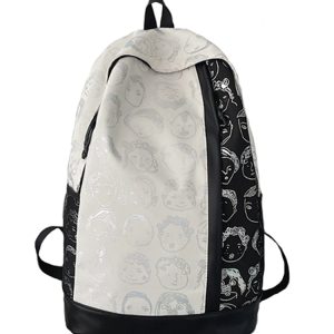 Vintage Print High Street Backpack for Students - Large Capacity Couple Backpack, Trendy College Style