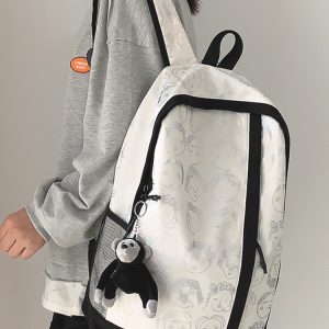 Vintage Print High Street Backpack for Students - Large Capacity Couple Backpack, Trendy College Style