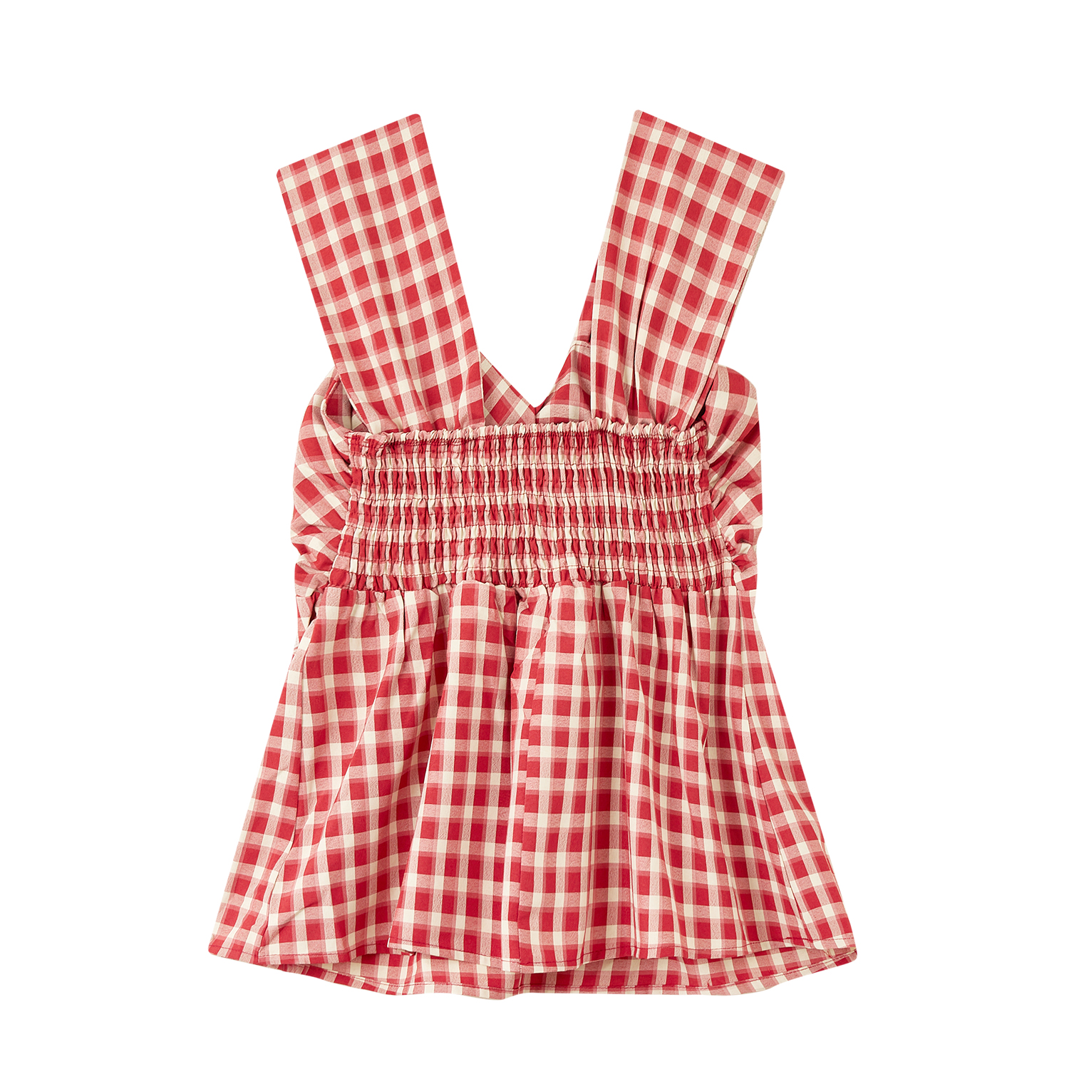 Vintage Red Checkered Flutter Sleeve Vest Shirt for Women - Irregular Summer Vacation Top, French Style, Y2K Fashion