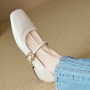 Vintage Red Mary Jane Shoes for Women - Chunky Heels, Genuine Leather, Square Toe, Open Toe Strap - 90s Y2K Style