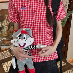 Vintage Red Plaid Short Sleeve Shirt with Lapel - Summer Slim Fit Casual Versatile Top for 90s Inspired Style