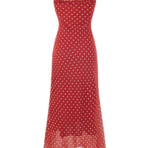 Vintage Red Polka Dot Long Strap Dress for Women - French Style Summer 2025 Fashion, Perfect for 90s and Y2K Inspired Looks