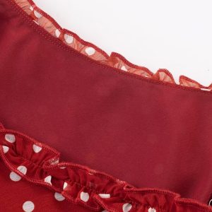 Vintage Red Polka Dot Long Strap Dress for Women - French Style Summer 2025 Fashion, Perfect for 90s and Y2K Inspired Looks