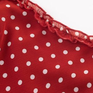 Vintage Red Polka Dot Long Strap Dress for Women - French Style Summer 2025 Fashion, Perfect for 90s and Y2K Inspired Looks