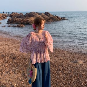 Vintage Retro Lace Trim High-Waisted Denim Pants for Women - Summer Loose Wide-Leg Trousers, 90s Inspired Fashion