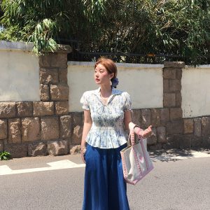 Vintage Retro Lace Trim High-Waisted Denim Pants for Women - Summer Loose Wide-Leg Trousers, 90s Inspired Fashion