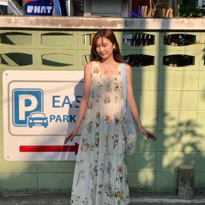 Vintage Retro Linen Short Sleeve Square Neck Dress - Women's Summer High Waist Flared Skirt, 90s Y2K Style