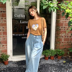 Vintage Retro Printed Short Sleeve T-Shirt for Women - Summer Thin Loose Round Neck Top, Y2K Style, Casual Fashion Essential