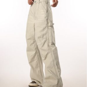 Vintage Ripped Work Pants for Women and Men - Straight Loose Wide-Leg Casual Flared Trousers - Retro 90s Style