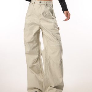 Vintage Ripped Work Pants for Women and Men - Straight Loose Wide-Leg Casual Flared Trousers - Retro 90s Style