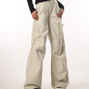 Vintage Ripped Work Pants for Women and Men - Straight Loose Wide-Leg Casual Flared Trousers - Retro 90s Style