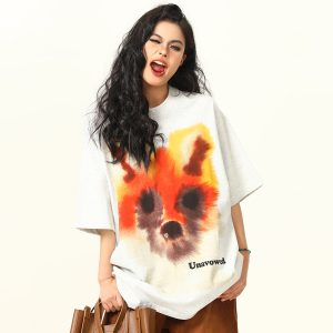 Vintage Street Graffiti Print Short Sleeve T-Shirt for Couples - Unisex Trendy 90s American Style Graphic Tee