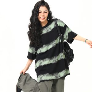 Vintage Striped Short Sleeve T-Shirt for Women - Loose Fit, Trendy Niche Design, Summer Style, Perfect for 90s & Y2K Looks