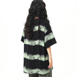 Vintage Striped Short Sleeve T-Shirt for Women - Loose Fit, Trendy Niche Design, Summer Style, Perfect for 90s & Y2K Looks