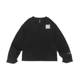 Vintage V-Neck Sweatshirt for Men and Women, Loose Casual Long Sleeve Jersey Jacket, Fall Fashion Essential