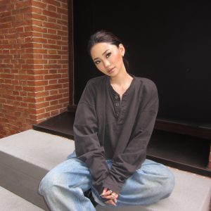 Vintage Wash Bone Position Bleached Crop Short Henry Sweatshirt - Optimized Proportions, Y2K Style, Available in 2 Colors