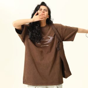 Vintage Wash Heavy-Duty Letter Short Sleeve T-Shirt for Men & Women, Loose Fit Casual Couple Top, Retro Style Fashion