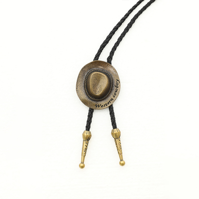 Vintage Western Cowboy Polo Collar Necklace - Unisex Alloy Pendant with Leather Rope Tie - Trendy Fashion Accessory for 90s Y2K Style