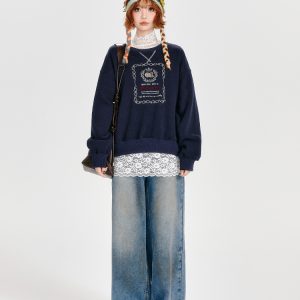 Vintage White Lace Stand Collar Shirt for Women - Loose Slightly Sheer Hollow Floral Top in American Style, Perfect for Y2K Fashion