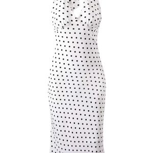 Vintage White Polka Dot Halter Neck Dress for Women - 2025 Summer Backless Style, Chic French Retro Design