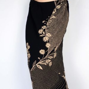 Wabi-Sabi Solitary Flower Printed Long Skirt - Women's Low Waist Mid-Length Straight Vintage Floral Skirt, Boho Chic Style