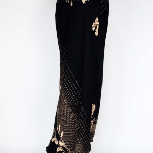 Wabi-Sabi Solitary Flower Printed Long Skirt - Women's Low Waist Mid-Length Straight Vintage Floral Skirt, Boho Chic Style