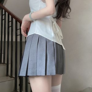 Waist-Cinching Long Sleeve & Short Sleeve Shirt, College Style, Slim Fit Women's Top, Sexy Senior Sister Design