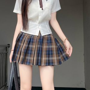 Waist-Defining Pudding Bear JK Uniform Shirt in Sweet and Spicy School Style for Y2K Fashion Lovers