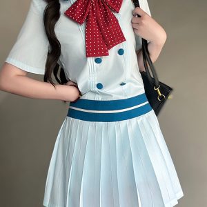 Waist-Defining Slimming Girl's Summer Dress - Sea Patrol Girl Pudding Bear JK Uniform College Style Fashion
