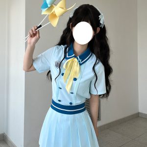 Waist-Defining Slimming Girl's Summer Dress - Sea Patrol Girl Pudding Bear JK Uniform College Style Fashion