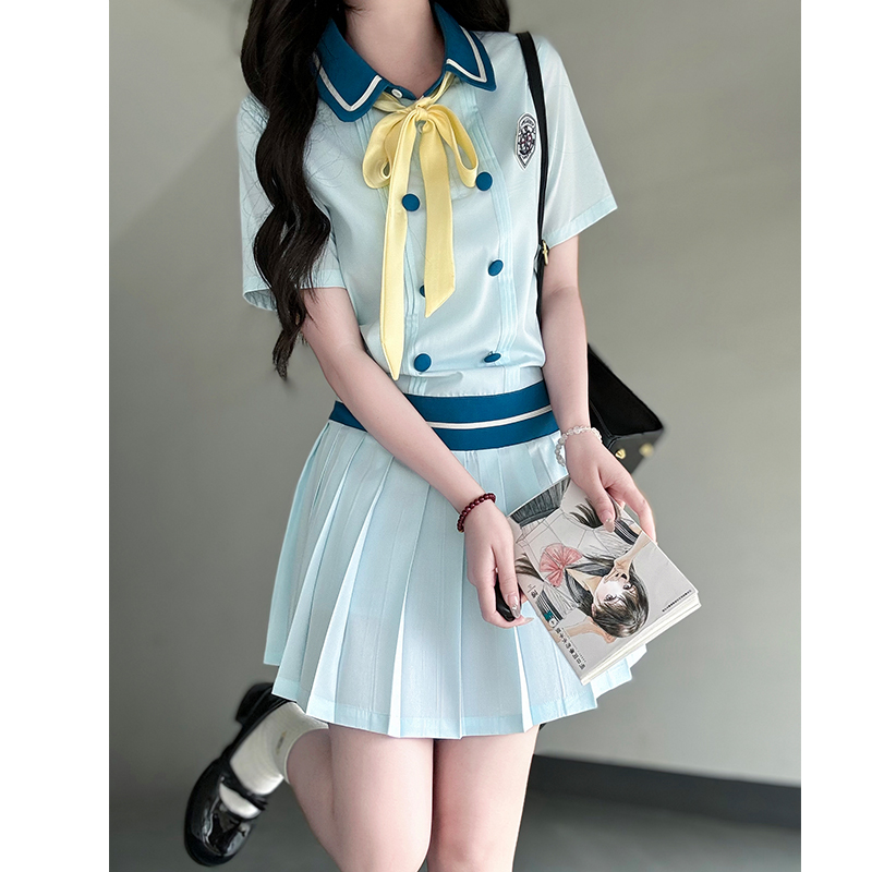 Waist-Defining Slimming Girl's Summer Dress - Sea Patrol Girl Pudding Bear JK Uniform College Style Fashion