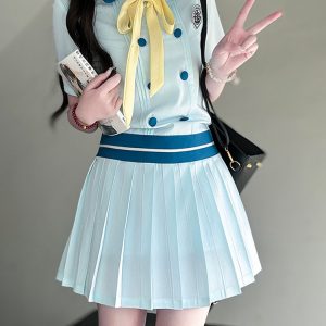 Waist-Defining Slimming Girl's Summer Dress - Sea Patrol Girl Pudding Bear JK Uniform College Style Fashion