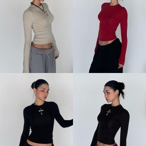 Warm Velvet Slim Fit Fitted Top - Soft Plush Waist-Defining Design - 90s Inspired - Available in 4 Colors
