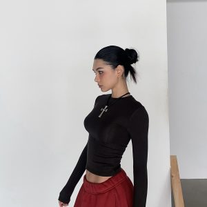 Warm Velvet Slim Fit Fitted Top - Soft Plush Waist-Defining Design - 90s Inspired - Available in 4 Colors