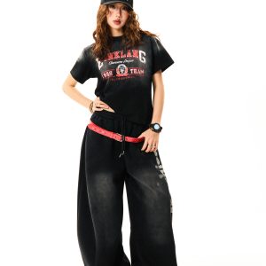 Washed and Faded Vintage Distressed Short Sleeve T-Shirt for Women - Slim Fit Summer Essential, Retro 90s Style Top