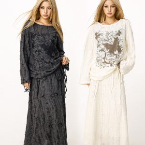 Wasteland Style Ripped Hoodie - Long Sleeve Drawstring Jazz Dance Top for Hot Girls - Casual Loose Fit