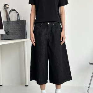 Water-Washed Denim Men's Straight-Leg Shorts - 2025 American Style Seven-Point Pants for Casual Summer Fashion