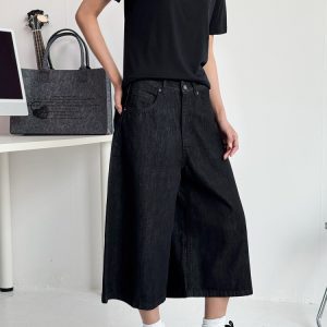 Water-Washed Denim Men's Straight-Leg Shorts - 2025 American Style Seven-Point Pants for Casual Summer Fashion