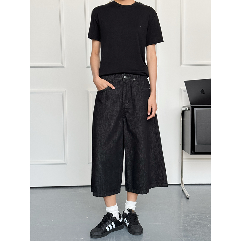 Water-Washed Denim Men's Straight-Leg Shorts - 2025 American Style Seven-Point Pants for Casual Summer Fashion