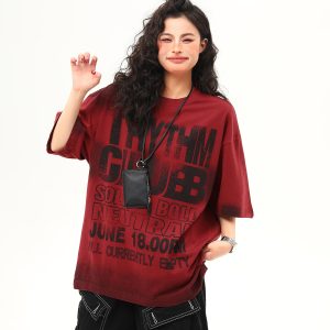 Water-Washed Heavyweight Red Short-Sleeve T-Shirt for Men and Women - American Street Style Trendy Couple Top, Summer Fashion Essential