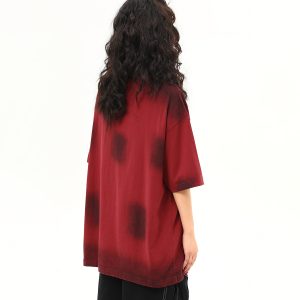 Water-Washed Heavyweight Red Short-Sleeve T-Shirt for Men and Women - American Street Style Trendy Couple Top, Summer Fashion Essential