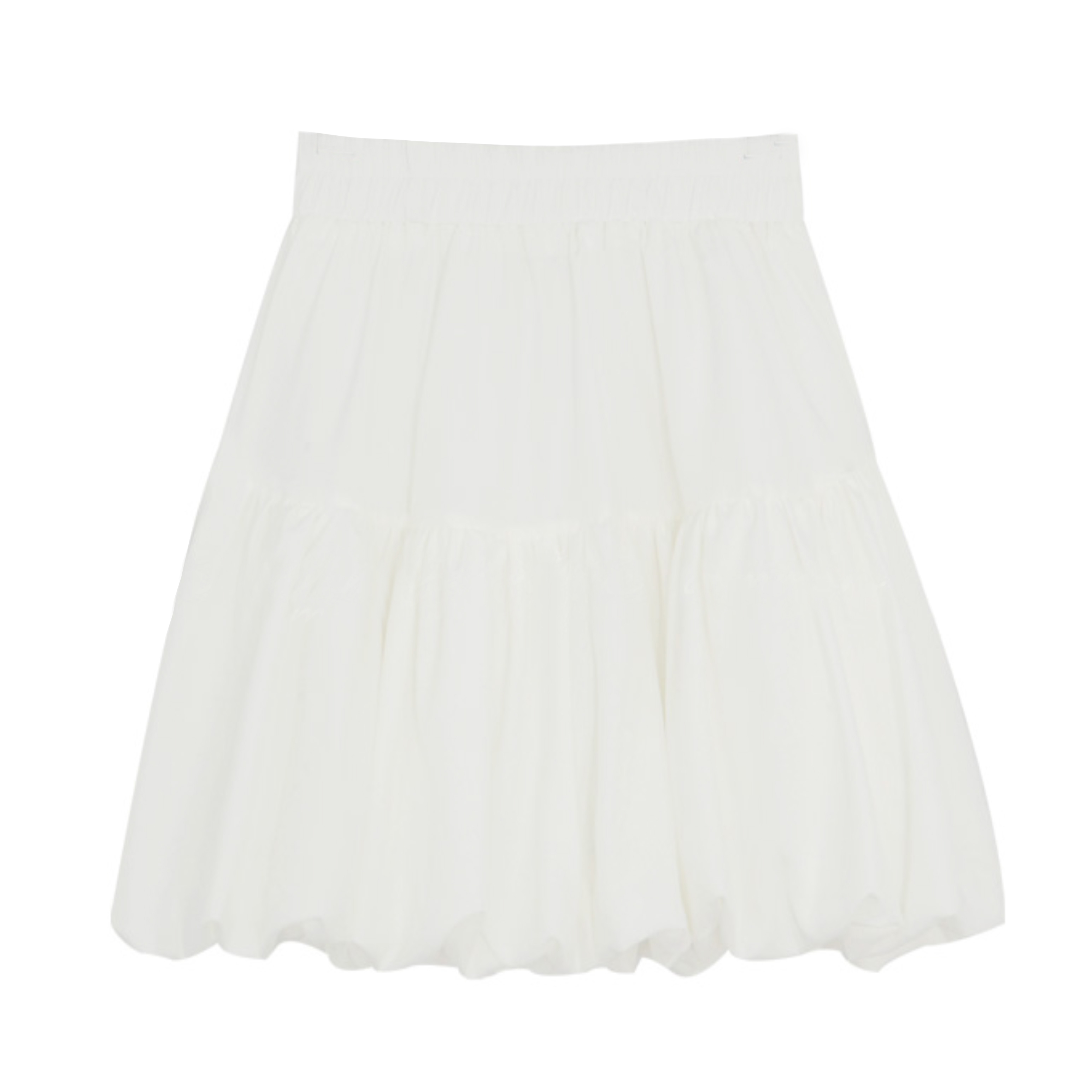 White Cloud A-Line Skirt with Anti-Exposure Lining, Floral Jellyfish Design, Summer Lantern Style, Age-Reducing Short Skirt for 25+