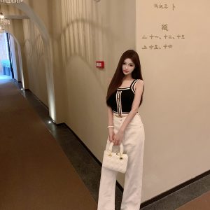 White Denim Embroidered Wide-Leg Pants - Heavy-Duty Internet Celebrity Style for Trendy 90s and Y2K Fashion