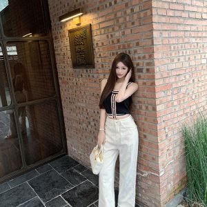 White Denim Embroidered Wide-Leg Pants - Heavy-Duty Internet Celebrity Style for Trendy 90s and Y2K Fashion
