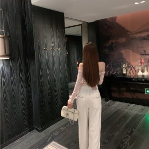 White Denim Embroidered Wide-Leg Pants - Heavy-Duty Internet Celebrity Style for Trendy 90s and Y2K Fashion