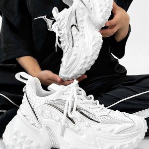 White Height-Increasing Mech Dad Shoes for Men and Women - Paris Street Style Trendy Niche Couple Shoes with Durable Sole