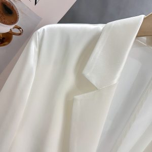 White Korean-Style Thin Blazer for Women - 2025 Summer Trendy Draping Acetate Suit, Age-Reducing Fashion