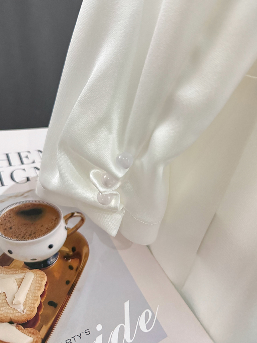 White Korean-Style Thin Blazer for Women - 2025 Summer Trendy Draping Acetate Suit, Age-Reducing Fashion White Korean-Style Thin Blazer for Women - 2025 Summer Trendy Draping Acetate Suit, Age-Reducing Fashion