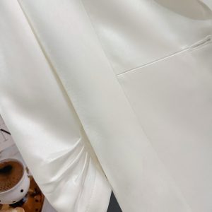 White Korean-Style Thin Blazer for Women - 2025 Summer Trendy Draping Acetate Suit, Age-Reducing Fashion